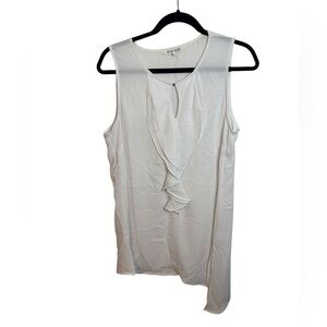 Black Rainn White Ruffle Front Asymmetrical Blouse